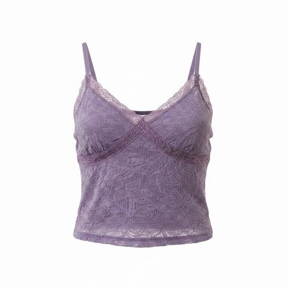 BDG Y2K lace Cropped Babydoll Camisole Size L Lace 90s Top Preppy Fairy Grunge